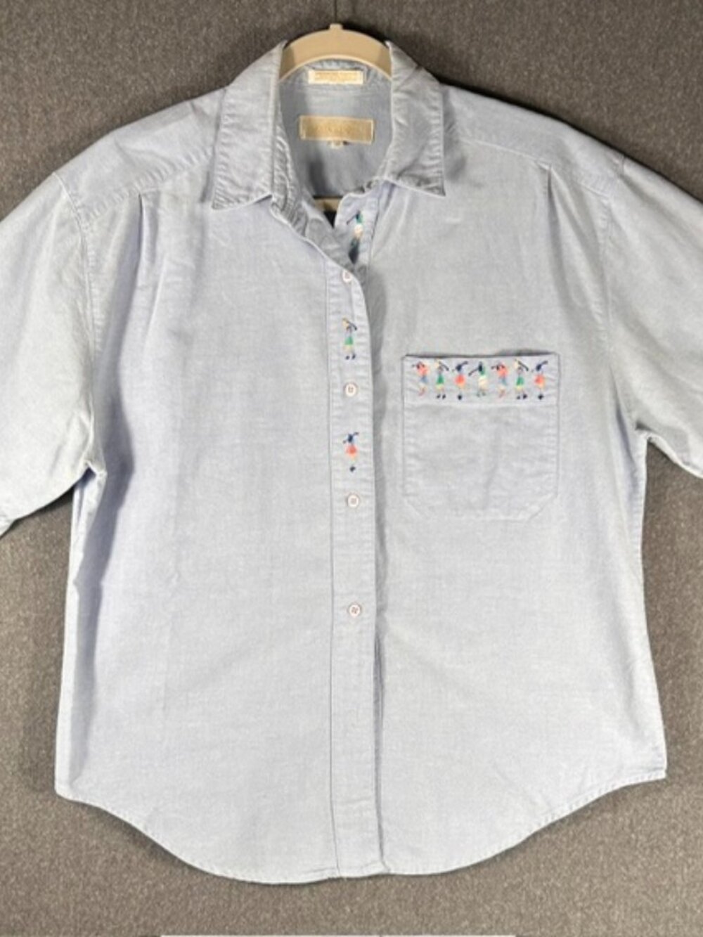 Vtg John Henry Womens Novelty Golf Embroidered Shirt Sz Med Button Down S/S